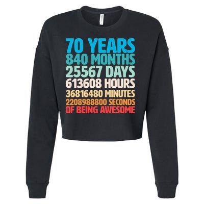 70 Years Of Being Awesome 70th Birthday Time Breakdown Cropped Pullover Crew