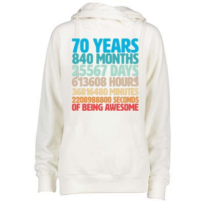 70 Years Of Being Awesome 70th Birthday Time Breakdown Womens Funnel Neck Pullover Hood