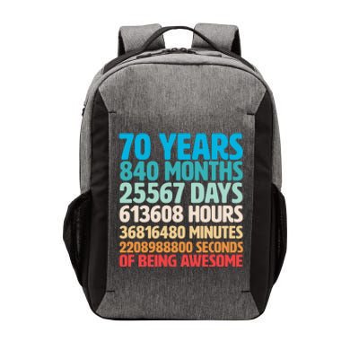 70 Years Of Being Awesome 70th Birthday Time Breakdown Vector Backpack