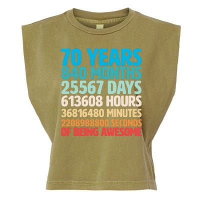 70 Years Of Being Awesome 70th Birthday Time Breakdown Garment-Dyed Women's Muscle Tee