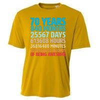 70 Years Of Being Awesome 70th Birthday Time Breakdown Cooling Performance Crew T-Shirt