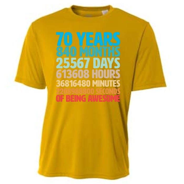 70 Years Of Being Awesome 70th Birthday Time Breakdown Cooling Performance Crew T-Shirt