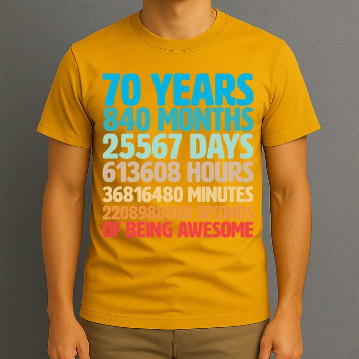 70 Years Of Being Awesome 70th Birthday Time Breakdown T-Shirt