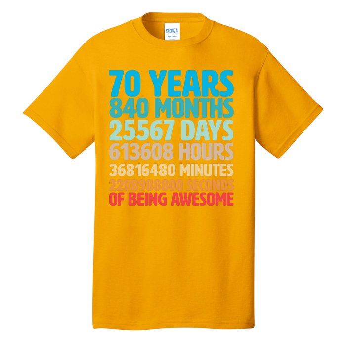 70 Years Of Being Awesome 70th Birthday Time Breakdown Tall T-Shirt