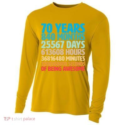 70 Years Of Being Awesome 70th Birthday Time Breakdown Cooling Performance Long Sleeve Crew