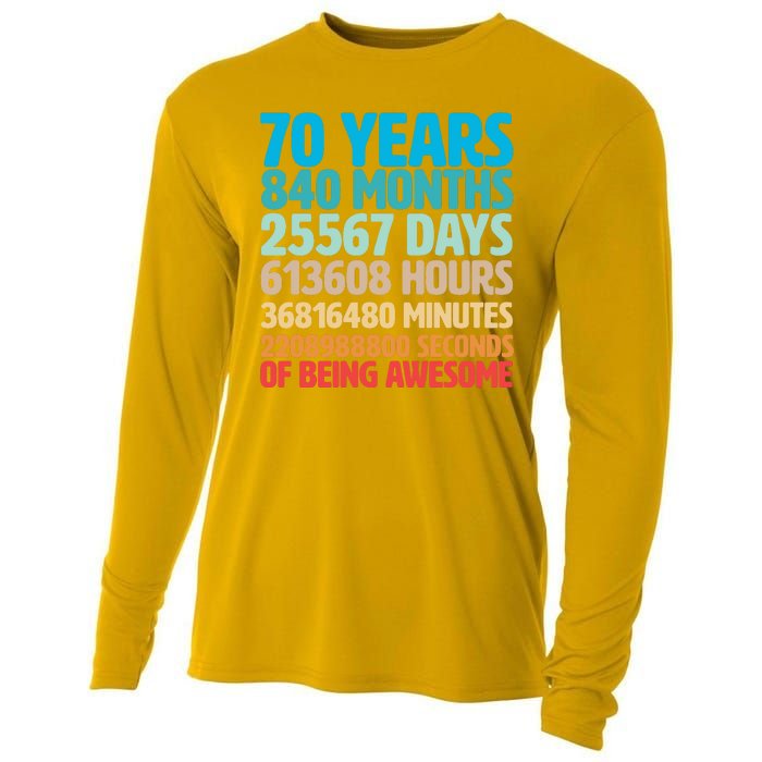 70 Years Of Being Awesome 70th Birthday Time Breakdown Cooling Performance Long Sleeve Crew