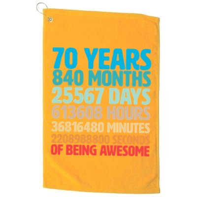 70 Years Of Being Awesome 70th Birthday Time Breakdown Golf Towel
