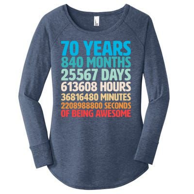 70 Years Of Being Awesome 70th Birthday Time Breakdown Women's Perfect Tri Tunic Long Sleeve Shirt