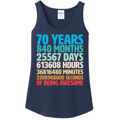 70 Years Of Being Awesome 70th Birthday Time Breakdown Ladies Essential Tank