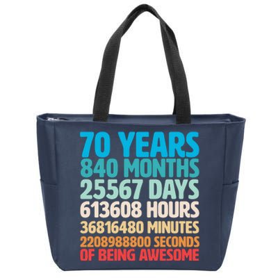 70 Years Of Being Awesome 70th Birthday Time Breakdown Zip Tote Bag