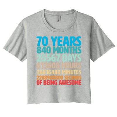 70 Years Of Being Awesome 70th Birthday Time Breakdown Women's Crop Top Tee