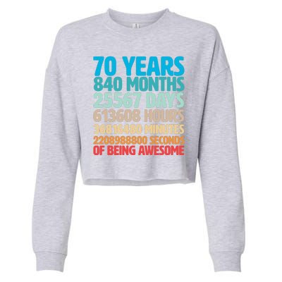 70 Years Of Being Awesome 70th Birthday Time Breakdown Cropped Pullover Crew