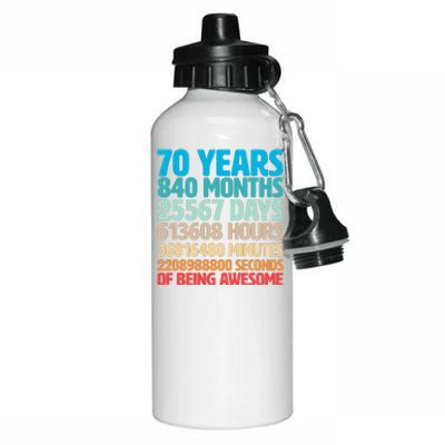 70 Years Of Being Awesome 70th Birthday Time Breakdown Aluminum Water Bottle