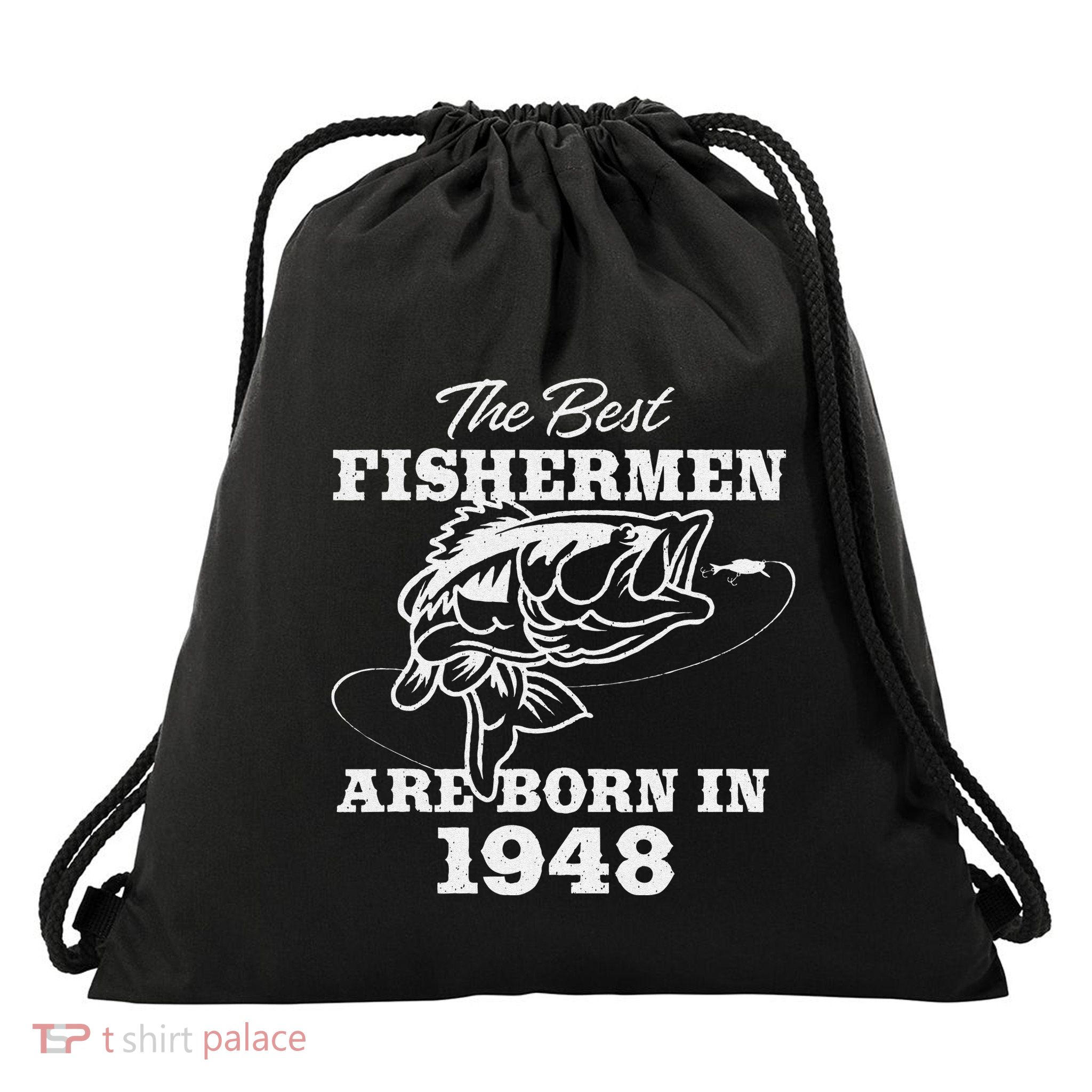 75 Year Old Fisherman Fishing 1948 75th Birthday Drawstring Bag