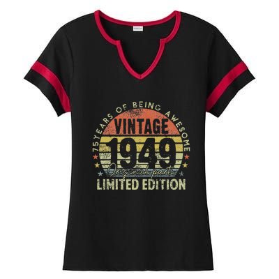 75 Year Old Gifts Vintage 1949 Limited Edition 75th Birthday Ladies Halftime Notch Neck Tee