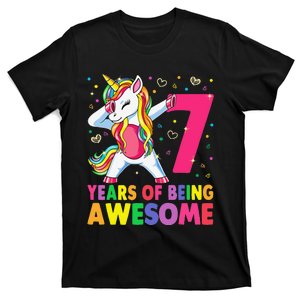 7 Years Old Unicorn Dabbing 7th Birthday Girl Unicorn Party T-Shirt