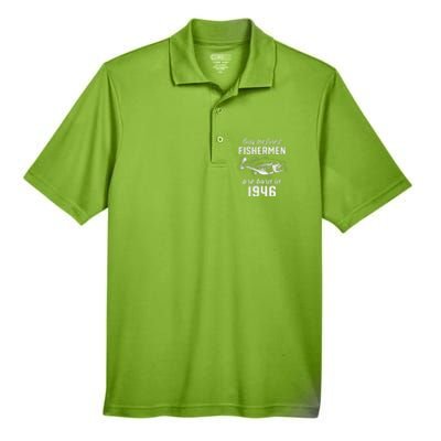 77 Year Old Fishing Fisherman 1946 77th Birthday Men's Origin Performance Pique Polo