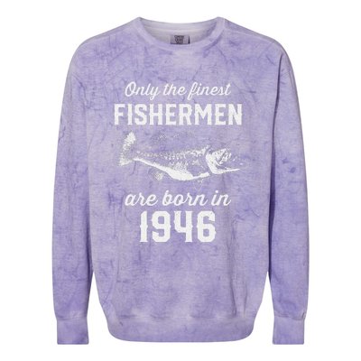 77 Year Old Fishing Fisherman 1946 77th Birthday Colorblast Crewneck Sweatshirt