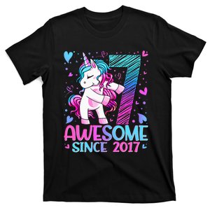 7 Years Old Flossing Unicorn Gifts 7th Birthday Party T-Shirt