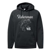 78 Year Old Bass Fisherman Fishing 1945 78th Birthday Performance Fleece Hoodie