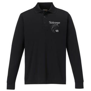 78 Year Old Bass Fisherman Fishing 1945 78th Birthday Performance Long Sleeve Polo