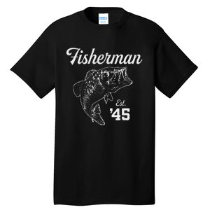 78 Year Old Bass Fisherman Fishing 1945 78th Birthday Tall T-Shirt