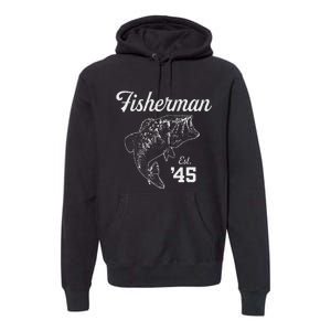 78 Year Old Bass Fisherman Fishing 1945 78th Birthday Premium Hoodie