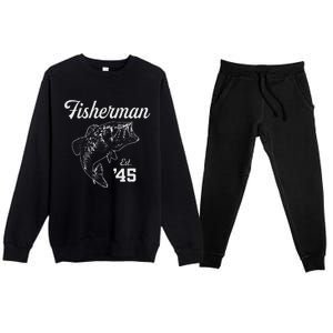 78 Year Old Bass Fisherman Fishing 1945 78th Birthday Premium Crewneck Sweatsuit Set