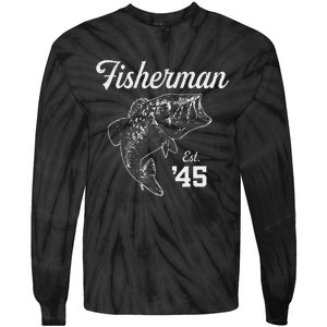 78 Year Old Bass Fisherman Fishing 1945 78th Birthday Tie-Dye Long Sleeve Shirt