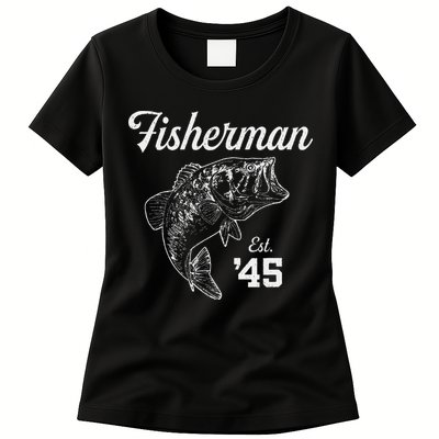 78 Year Old Bass Fisherman Fishing 1945 78th Birthday Womens T-Shirt