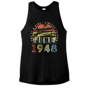 75 Year Old Awesome Since June 1948 75th Birthday Ladies PosiCharge Tri-Blend Wicking Tank