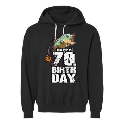 70 Years Old Fishing Fisherman Angler 70th Birthday Garment-Dyed Fleece Hoodie
