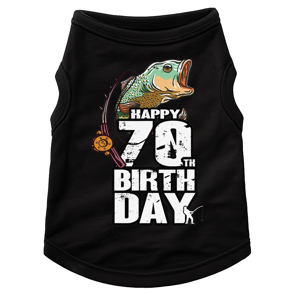 70 Years Old Fishing Fisherman Angler 70th Birthday Doggie Tank