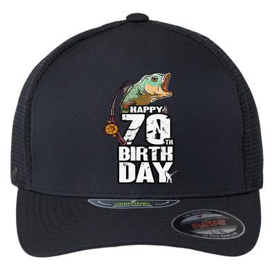 70 Years Old Fishing Fisherman Angler 70th Birthday Flexfit Unipanel Trucker Cap