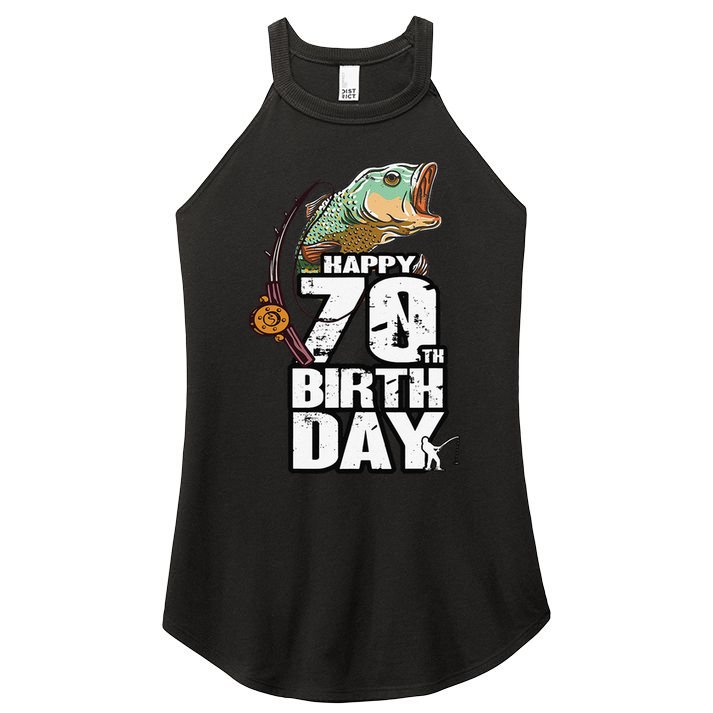 70 Years Old Fishing Fisherman Angler 70th Birthday Women's Perfect Tri Rocker Tank