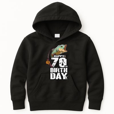 70 Years Old Fishing Fisherman Angler 70th Birthday Kids Hoodie
