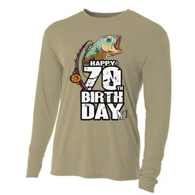 70 Years Old Fishing Fisherman Angler 70th Birthday Cooling Performance Long Sleeve Crew