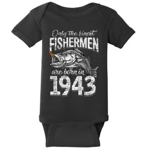 78 Years Old Fisherman Born In 1943 Fisherman 78th Birthday Baby Bodysuit