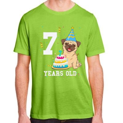 7 Years Old Birthday Pug Dog Lover Party Adult ChromaSoft Performance T-Shirt