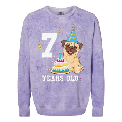 7 Years Old Birthday Pug Dog Lover Party Colorblast Crewneck Sweatshirt