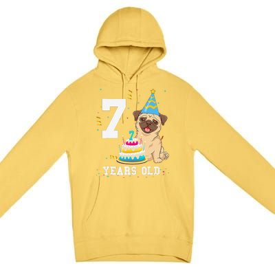 7 Years Old Birthday Pug Dog Lover Party Premium Pullover Hoodie