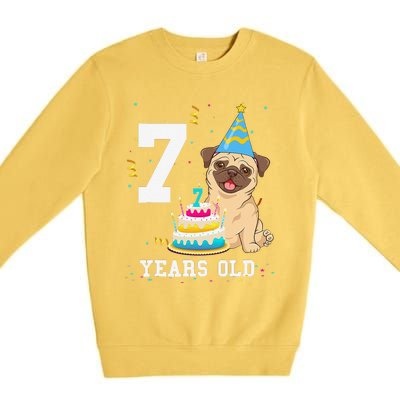 7 Years Old Birthday Pug Dog Lover Party Premium Crewneck Sweatshirt