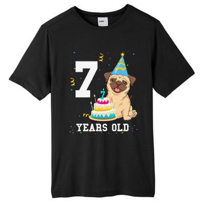 7 Years Old Birthday Pug Dog Lover Party Tall Fusion ChromaSoft Performance T-Shirt