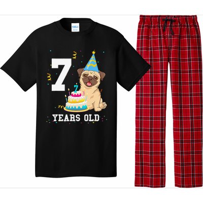 7 Years Old Birthday Pug Dog Lover Party Pajama Set