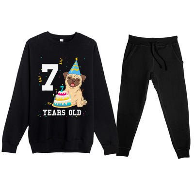 7 Years Old Birthday Pug Dog Lover Party Premium Crewneck Sweatsuit Set