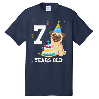 7 Years Old Birthday Pug Dog Lover Party Tall T-Shirt