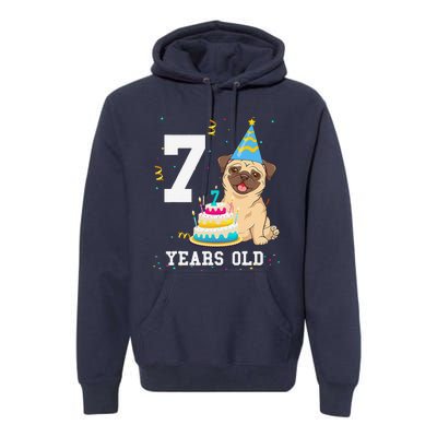 7 Years Old Birthday Pug Dog Lover Party Premium Hoodie