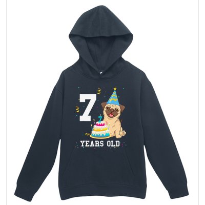 7 Years Old Birthday Pug Dog Lover Party Urban Pullover Hoodie