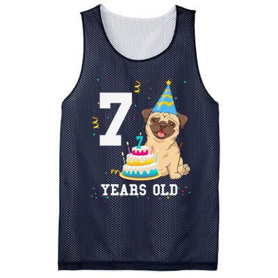 7 Years Old Birthday Pug Dog Lover Party Mesh Reversible Basketball Jersey Tank