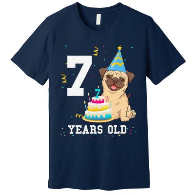 7 Years Old Birthday Pug Dog Lover Party Premium T-Shirt